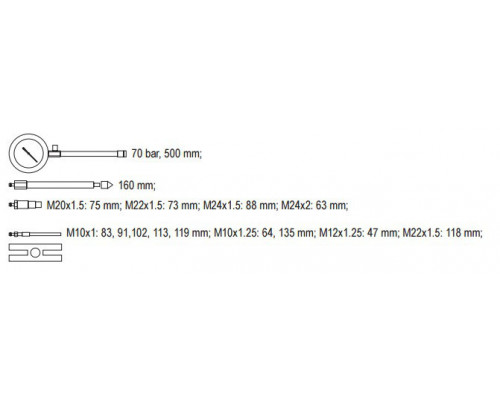 Вимірювач тиску компресії в дизельних двигунах Yato YT-7307