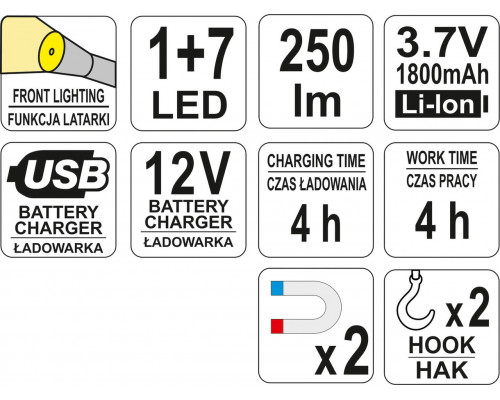 Світлодіодний акумуляторний ліхтар YATO YT-08504