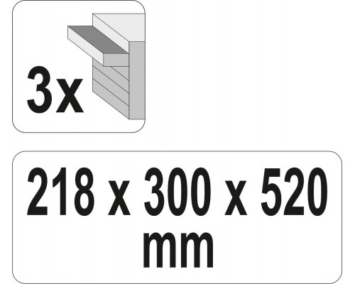 Скринька для інструментів металевий з трьома шуфлядами 218х300х520мм YATO YT-08873
