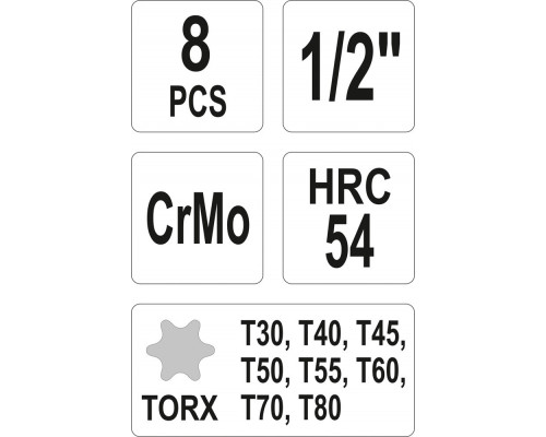 Набір ударних насадок торцевих TORX YATO YT-1065