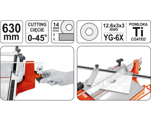 Плиткоріз ручний монорельсовий 630 мм YATO YT-3703