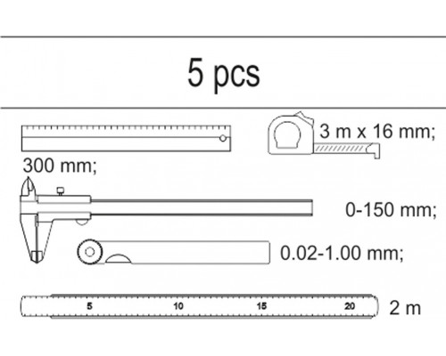 Набір вимірювального інструменту 5 предметів YATO YT-55474