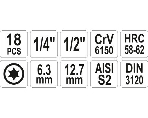 Набір торцевих головок 18 предметів YATO YT-7751