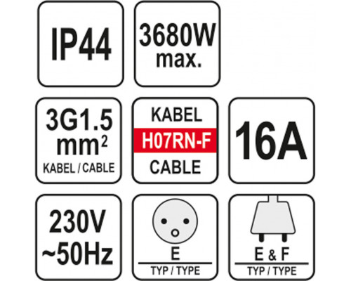 Подовжувач електричний 20м YATO YT-81162