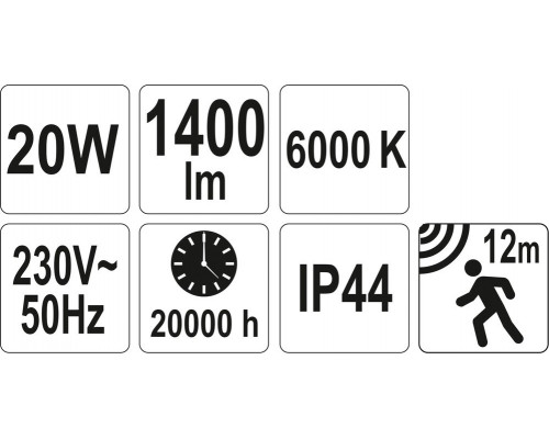 Світлодіодний прожектор із датчиком руху 20W YATO YT-81798