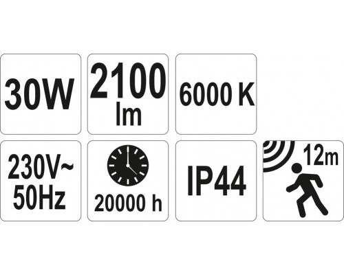 Світлодіодний прожектор 30W з датчиком руху YATO YT-81804