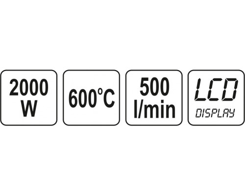 Фен будівельний з дисплеєм 2000W YATO YT-82293