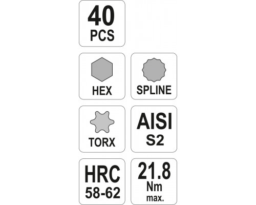 Набір професійних біт Torx, Spline, Нех Yato YT-0400