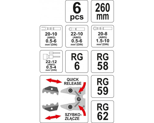Набір для обтиску кабельних наконечників Yato YT-2245