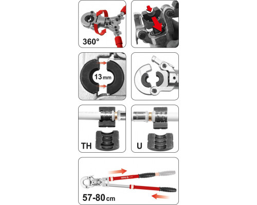 Гідравлічний інструмент для обжиму роз'ємів на металопластикових трубах Yato YT-21735
