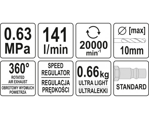 Пневматична дриль YATO YT-09695