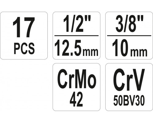 Головки для скручених гайок 1/2" та 3/8" YATO YT-06033