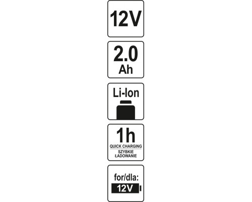 Акумулятор LI-ION 12V 2Ah YATO YT-82909