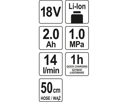 Акумуляторний компресор 18 для накачування коліс YATO YT-82894