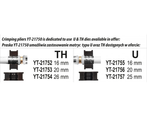 Інструменти для обтиску труб YATO YT-21750