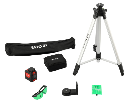 Самовирівнюючий 5 ліній лазер 360° із зеленим променем з аксесуарами та штативом 1.5 м YATO YT-30440