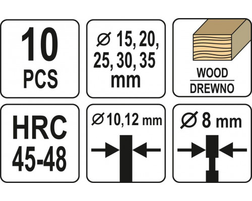 Набір фрез для дерева 10 шт. YATO YT-33837