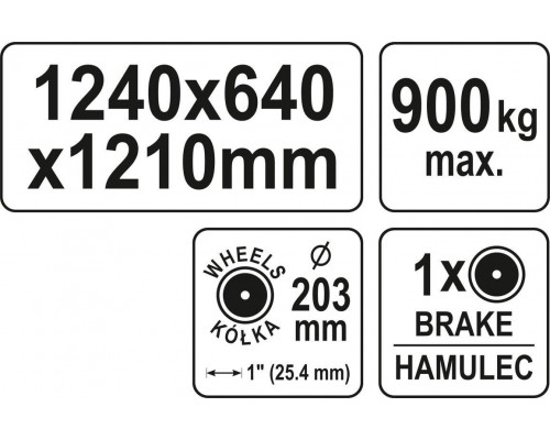 Візок для транспортування гіпсокартону макс. 900 кг YATO YT-37430