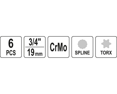Набір ударних біт Torx/Spline 6 одиниць YATO YT-10653