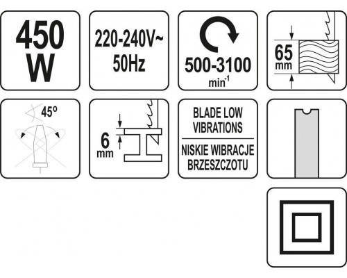 Електролобзик з низькою вібрацією 450 Вт YATO YT-82274