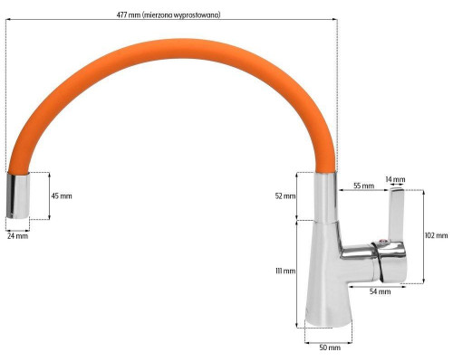 Змішувач для кухні з гнучким виливом помаранчевий Fala 75708