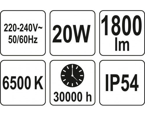 Світлодіодний прожектор | з датчиком руху | SMD LED 20W 1800LM YATO YT-81827