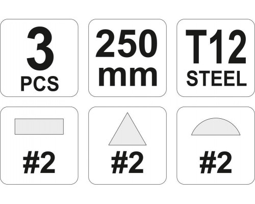 Набір напилків по металу 3шт Yato YT-6237