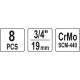 Набір ударних торцевих головок 3/4" 8 шт. YATO YT-1155