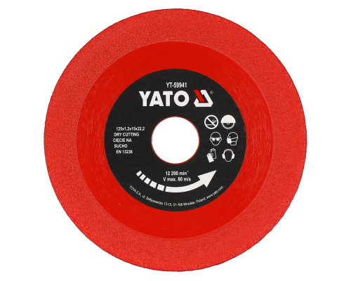 Алмазний диск для різання скла і плитки 125ммх1.0х22.23мм YATO YT-59941