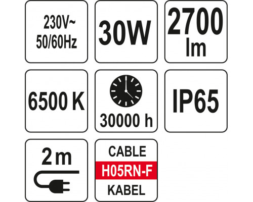 Світлодіодний прожектор SMD LED з підставкою 30 Вт YATO YT-81816