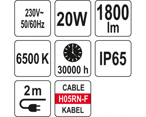 Світлодіодний прожектор SMD LED з підставкою 20 Вт YATO YT-81814