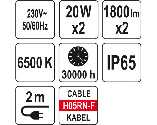 Світлодіодний прожектор SMD LED з підставкою 2*20 Вт YATO YT-81815