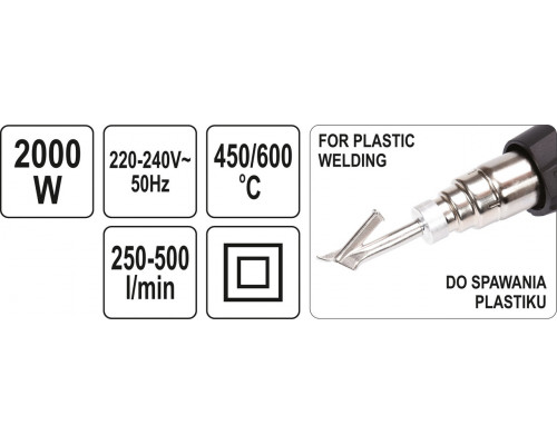 Фен будівельний 2000 Вт YATO YT-82294