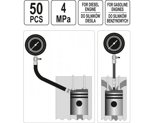 Компрессометр для бензинових і дизельних двигунів YATO YT-73012