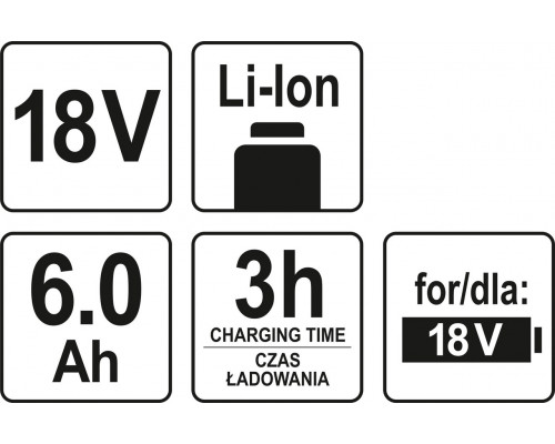 Акумулятор Li-Ion 18V 6Ah YATO YT-82845