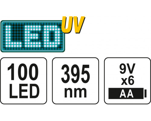 Ліхтарик світлодіодний ультрафіолетовий + комплект очок YATO YT-08582