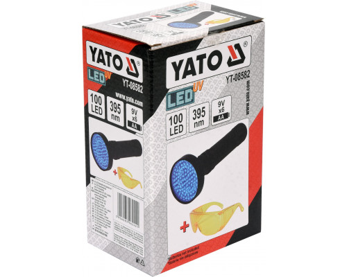 Ліхтарик світлодіодний ультрафіолетовий + комплект очок YATO YT-08582