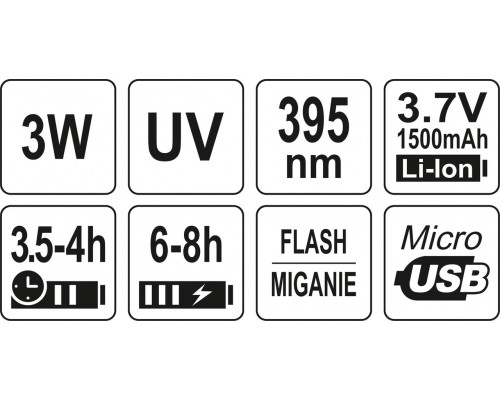 Ультрафіолетовий ліхтар акумуляторний + комплект очок YATO YT-08588