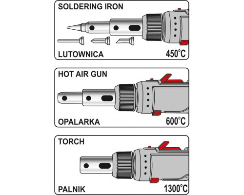 Паяльник газовий з насадками YATO YT-36706