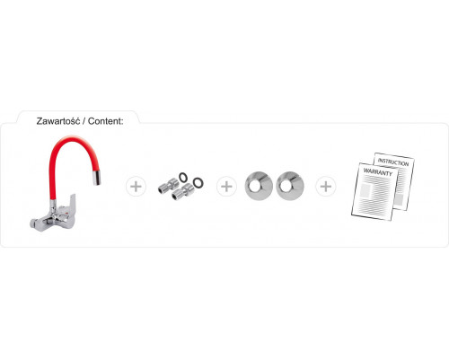 Змішувач для кухні з гнучким зливом червоний Fala 75672