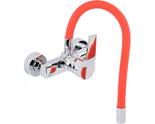 Змішувач для кухні з гнучким зливом червоний Fala 75672