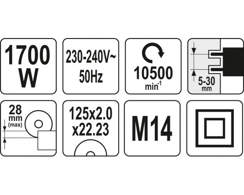 Штроборез 1700 Вт 125 мм YATO YT-82015