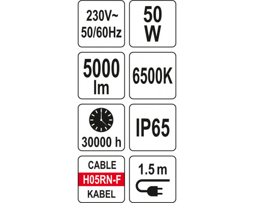 Переносний прожектор SMD LED 50 Вт YATO YT-81839