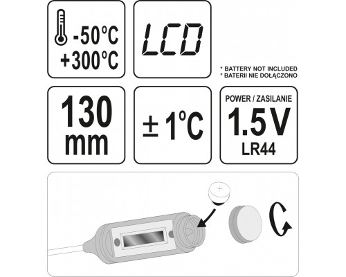 Електронний термометр YATO YT-72971