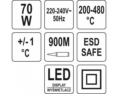 Паяльна станція 70 Вт зі світлодіодним дисплеєм YATO YT-82459