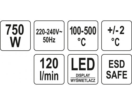 Електростанція гарячого повітря 750 Вт YATO YT-82457