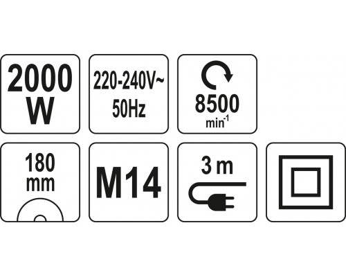 Кутова шліфувальна машина 180 мм 2000 Вт YATO YT-82104