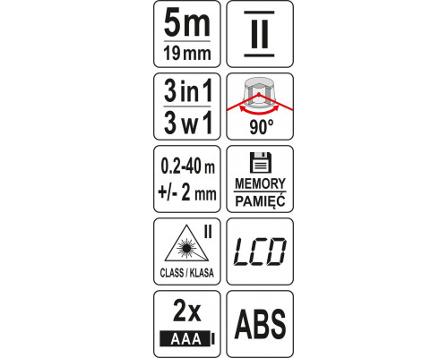 Лазерний далекомір з котушкою і перехресним лазером YATO YT-73122