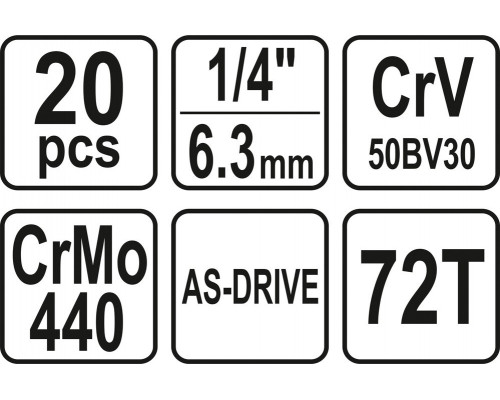 Набір торцевих головок 20 предметів Yato YT-14491
