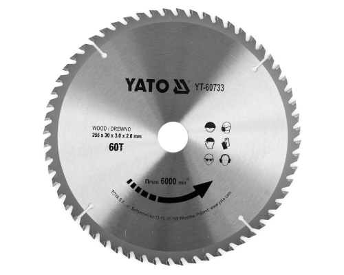 Пиляльний диск WIDIA для дерева 255х60Tх30мм YATO YT-60733